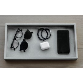 MOENA Faux Leather Tray – Elegant & Versatile Organizer for Home, Office, and Yacht (Matte Light Gray, Large)