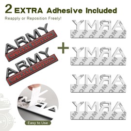 YQCQWL 2Pack Army Special Edition Car Emblem with 4 Adhesives, 3D Badge Decal for Trucks, Metal Stickers Replacement Compatible with Universal Vehicle, Army Veteran Gifts for Men (Black & Red)