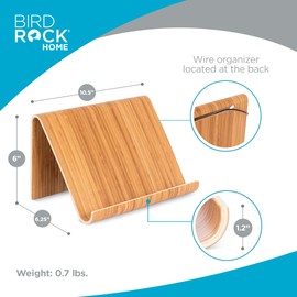 Sofia + Sam Bamboo Tablet Holder and Stand - Natural Wood - E-Readers, Smartphones - Kitchen Tabletop Organizer - Portable Stand for Books, Cookbooks, and Devices