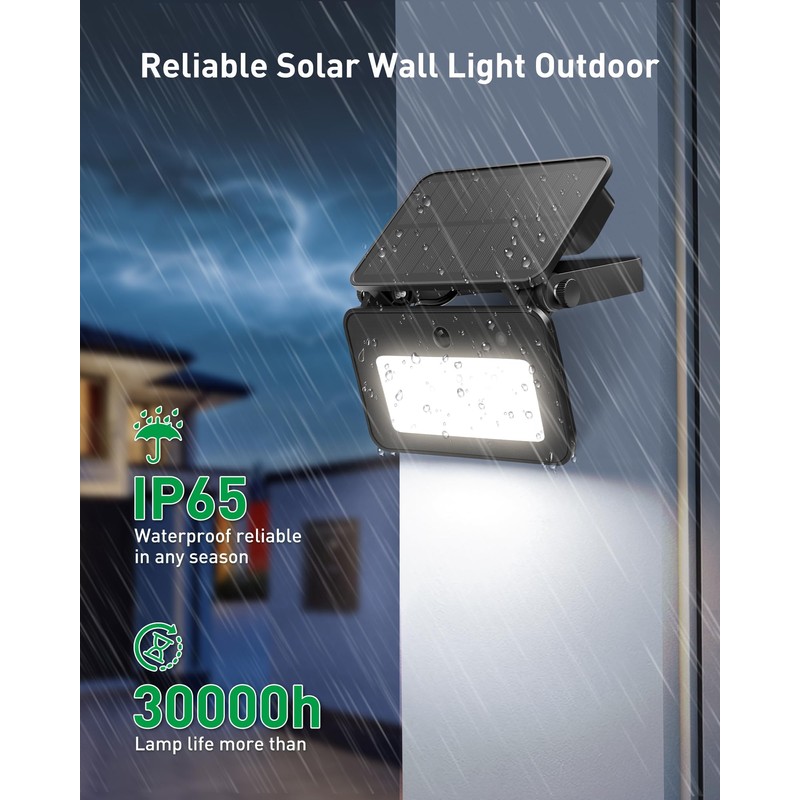 ALUSSO Solar Lights Outdoor Waterproof IP65 with 3 Modes,1000LM Flood