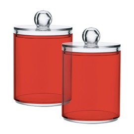 Zhirexin Orange-red Color 4PC Airtight Transparent Plastic Storage Jar, Food Storage Container Glass, Can Store Candy, Salt, Coffee Beans, With lid, Easy To Use