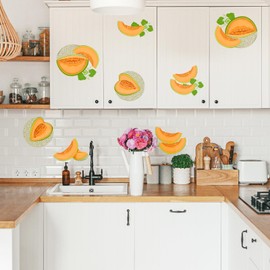Fujitoya Wall Sticker, Plants, Leaves, Fruits, Melon, Removable, Scandinavian Style, Stylish