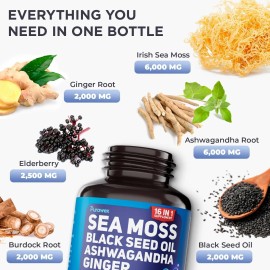 Purawex 20,000mg of Irish Sea Moss, Black Seed Oil, Ashwagandha, Ginger per Serving...