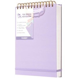 Yoment Top Spiral Notebook, Hardcover Steno Pads, 240 Pages Top Bound Spiral Notebooks, 7"x10" College Ruled Spiral Notepad Left-Handed Notebooks for Work School Office Business,Purple