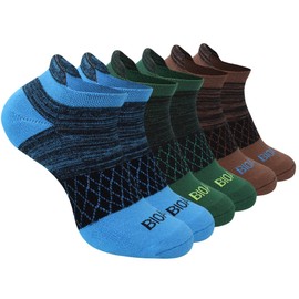 BIOAUM - Calcetines acolchados al tobillo para hombre, 6 pares de calcetines deportivos de algodón transpirables de corte bajo para correr, talla 8-9.5/10-13/12-14, (Azul*2+verde*2+café*2)-6 pares, X-Large