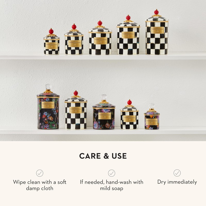 MACKENZIE-CHILDS Medium Enamel Canister, Kitchen Storage Container for Flour and