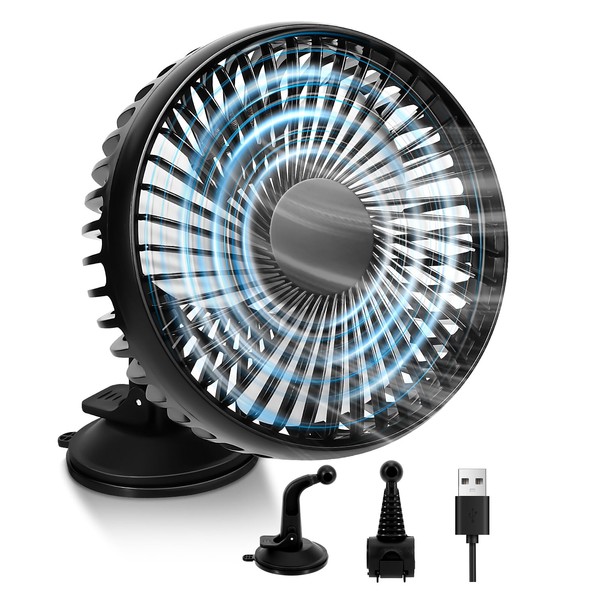 Xiexieni Car Fan 12 V, Continuously Adjustable Cooling Air Fan