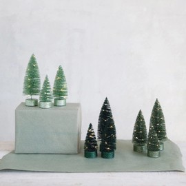 Creative Co-op 6.5" Bottle Brush Trees w/LED Lights Set of 3