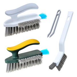Galerie SV 3 Pieces Cleaning Brush with Comfortable Handle Corner Cleaning Brush Cleaning Root Brush Shower Sink Floor Cleaning Wall Handy Brush for Grout and Tiles
