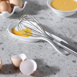 GDCZ Porcelain Spoon Rest - Large Spoon Holder Utensil Rest for Kitchen Counter Stove Top, Dishwasher Safe (White)