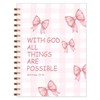 Qnhij Coquette Pink Bow Christian Spiral Notebook 5.5x8.3, with God