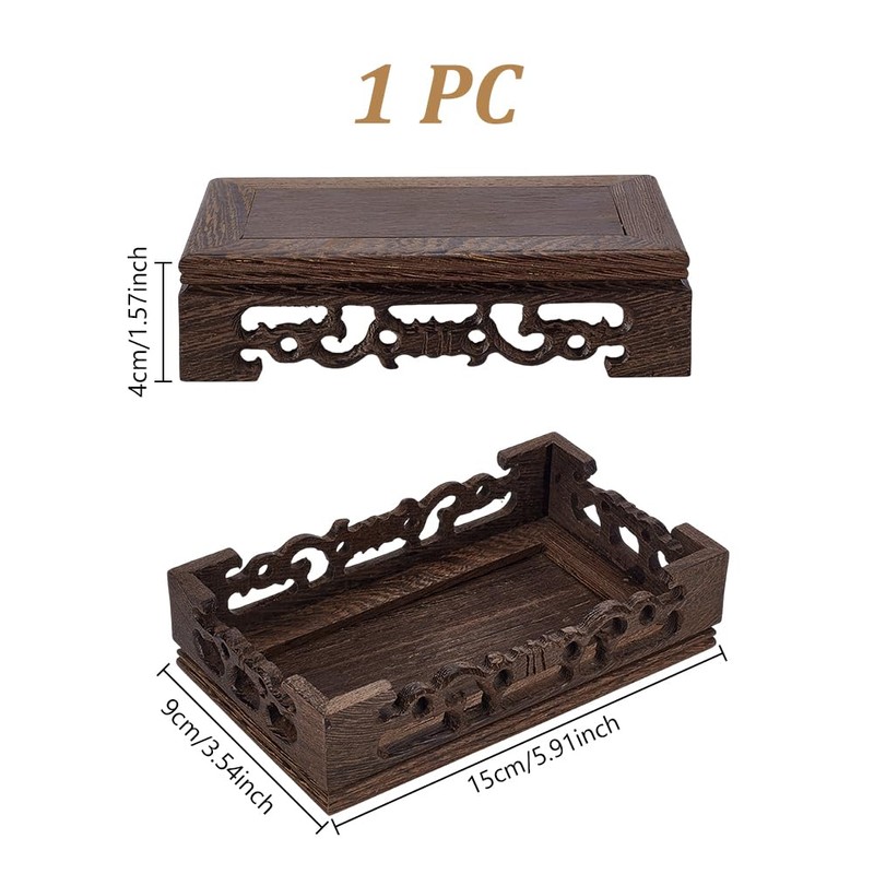 AHANDMAKER Wooden Display Stand Base 3.5x 5.9 Inch Rectangle Vase