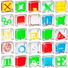 Bedwina Mini Cube Puzzle Box Set - Pack of 24 Balance IQ Party Favor Games for Kids, Teens and Adults, 1.5 Inch 3D Brain Teaser Maze Ball Toy Puzzles,