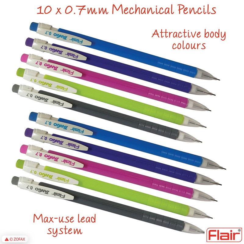 Flair 10 x 0.7mm Tango Mechanical HB Pencils Mixed Body