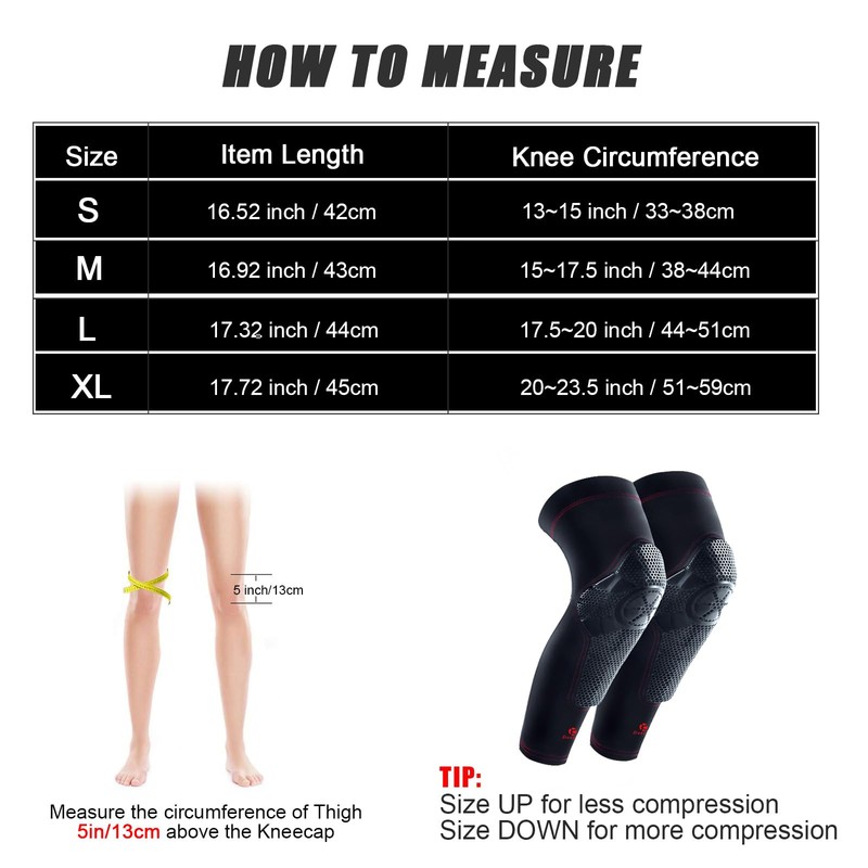 Kuangmi Knee Pads Compression Leg Sleeve for Basketball, Volleyball, Weightlifting,