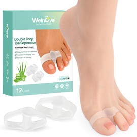 Welnove 12 Pack Gel Bunion Corrector with Aloe Extract Toe Separators for Bunion Correction and Restore Original Shape of Toe for Women and Men