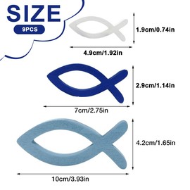 Holz Fisch Deko, 9 Stück, 3 Farbe Segen Holz Deko Fische Verzierung für Taufe, Taufdeko TischDeko für Junge Mädchen Taufe Kommunion Konfirmation Dekoration, Gastgeschenke, Tischdekoration Holz Fische