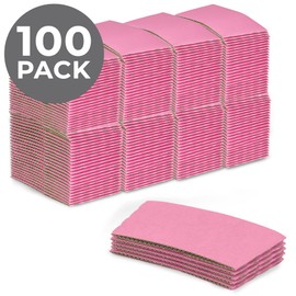 FMP Brands [100 Pack] Pink Coffee Cup Sleeves Disposable for Hot Drinks, Durable Corrugated Cardboard Cup Sleeves for 12-24 oz Cups, Beverage Insulator and Hand Protection for Hot & Cold Drinks