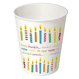 Chanukah Paper Cups, Disposable Cups, Decorated with Candles