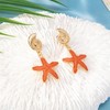 QLYOVWE Dainty Starfish Earrings for Women 14K Gold Plated Sea