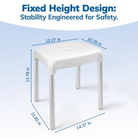Umimile Shower Chair for Inside Shower - Fixed Height, Sturdy 330 lb Bath Seat - Anti-Slip Safety Shower Stool for Shaving Legs, Elderly and Disabled, Tool-Free Assembly (Height: 13.8")