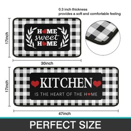 Ghroiep 2 Piece Buffalo Rug Kitchen Rug Set, Farmhouse Black and White Decor Kitchen ...
