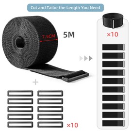 Trilancer 7.5 CM x 5M Heavy Duty Hook and Loop Straps with 10 Buckles – Adjustable, Cut-to-Length, Reusable Cinch Straps for Securing Cables, Hoses, Pipes, Bike, Luggage, Camping, Panels, or Fencing