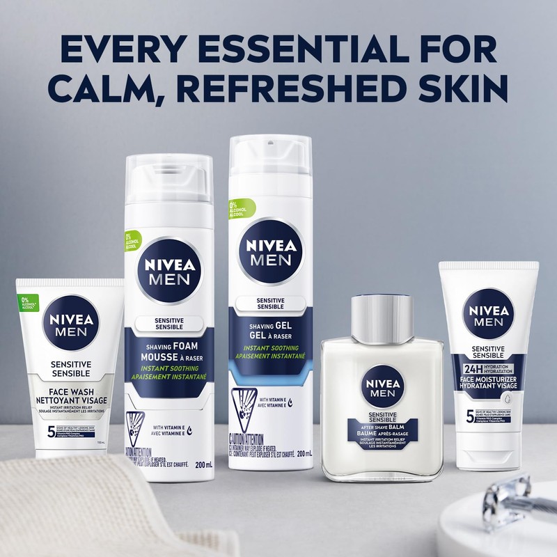 NIVEA FOR MEN Sensitive, Shaving Gel 7 Ounce (Pack of