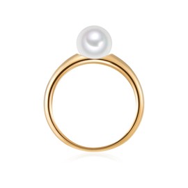 Valero Pearls Damen-Ring Sterling Silber 925 gelbvergoldet Süßwasser-Zuchtperlen weiß - Modern-Ring für Frauen in Gelbgold-Farben Süßwasser-perle groß