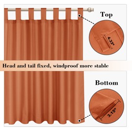 BONZER Waterproof Outdoor Curtains for Patio, Weatherproof Tab Top Outdoor Privacy Curtains for Porch, Pergola, Gazebo, Deck, 1 Panel, 52x95 Inch, Orange