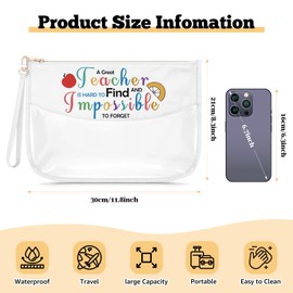 Teacher Appreciation Gift Clear Makeup Bag Teacher Educator Thank You Gifts Teacher Present for Women Cosmetic Bag Teachers Day Christmas Birthday Present for Her Travel Pouch with Zipper