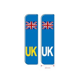 Slimline Domed Union Jack UK Vehicle Number Plate Stickers, Blue, 108mm x 29mm - HIGH GLOSS