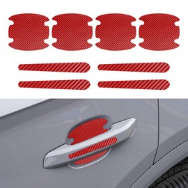 Lyxheth 8PCS Car Door Handle Scratch Protectors, Car Door Handle Stickers, Carbon Fiber Texture Anti-Scratches Bowl Sticker, Car Door Handle Paint Guard Cover Universal for Most Car, Truck (Red)