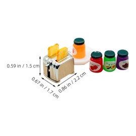 JECOMPRIS 1/12 Scale Toaster with Bread Jam: Tiny Toaster Realistic Dollhouse Toaster for Kitchen Scen Dollhouse Kitchen Decoration