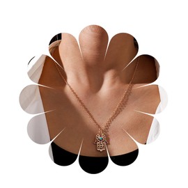 Allereya Vintage Hamsa Hand Pendant Necklace Buddha Palm Choker Necklace Gold Hamsa Hand Choker Necklace Retro Hamsa Hand Necklace Jewelry for Women and Girls (Gold)