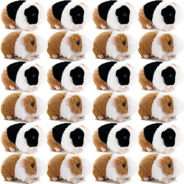 24 Pcs Guinea Pig Stuffed Animal Bulk Plush Guinea Pig Small Fluffy Stuffed Doll with Chain for Kid Students Party Favors Goodie Bag Fillers Carnival Prizes Christmas Birthday Gift, 4 Inches