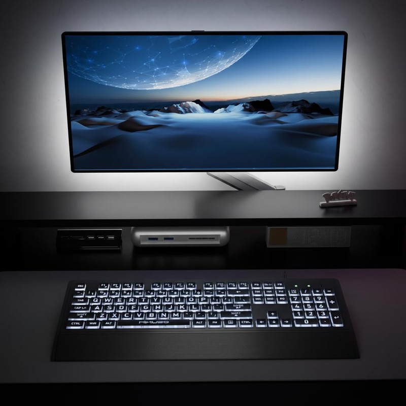 MIKUSO Large Print Backlit Keyboard for Seniors and Low Vision