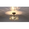 Crystal Farmhouse Drum Semi Flush Mount Close to Ceiling Lamp
