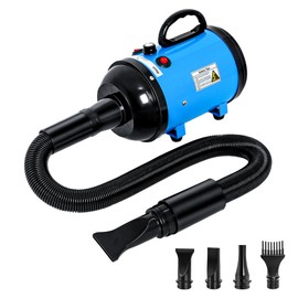 MCCKLE Dog Hair Dryer High Velocity Professional Dog Blow Dryer with Adjustable Speed Dog Pet Grooming Dryer Blower with 4 Nozzle 2 Blow Temperature（Blue