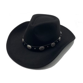 Willheoy Cowboy Hat for Women Western Hat for Men Cowboy Felt Hat Adjustable Outdoor Hat with Shapeable Brim Black