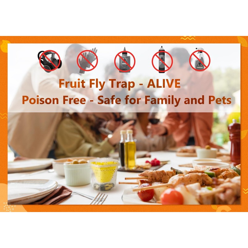 6 Pack Reusable Fruit Fly Trap, Non-Toxic Fruit Fly Catcher,