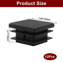 LifCratms 12 Pack 1-1/4 Inch (32mm) Square Plastic Plug, Square End Caps, Square Plastic End Caps Tubing Post End Cap for Square Tubing Post, Chairs and Furniture