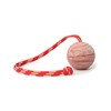 Julius-K9, IDC Natural Rubber Ball with String, Horizontally Grooved, 60