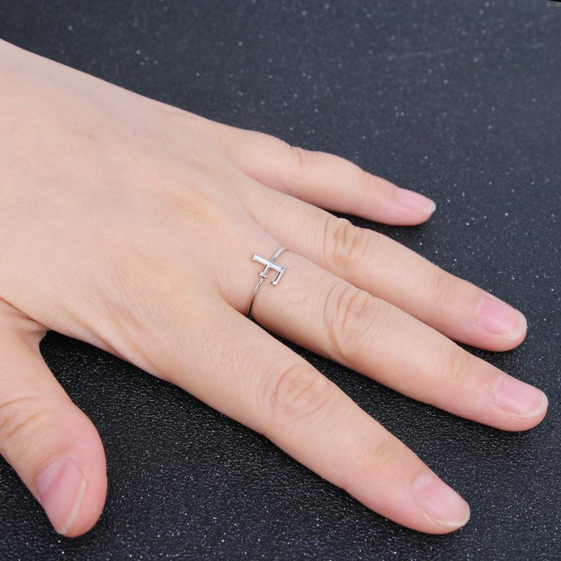 AoedeJ 925 Sterling Silver Stackable Initial Letter Rings Capital Letter