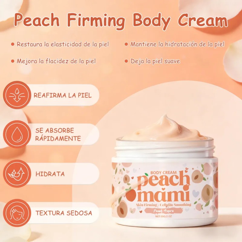 2 Piezas Crema Corporal Reafirmante Peach Mami Anticelulitis