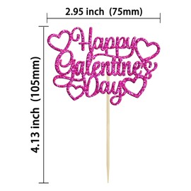 24 piezas de decoración para magdalenas de Happy Galentine Day con purpurina roja rosa dulce amor San Valentín para decoración de pasteles temática del día de San Valentín