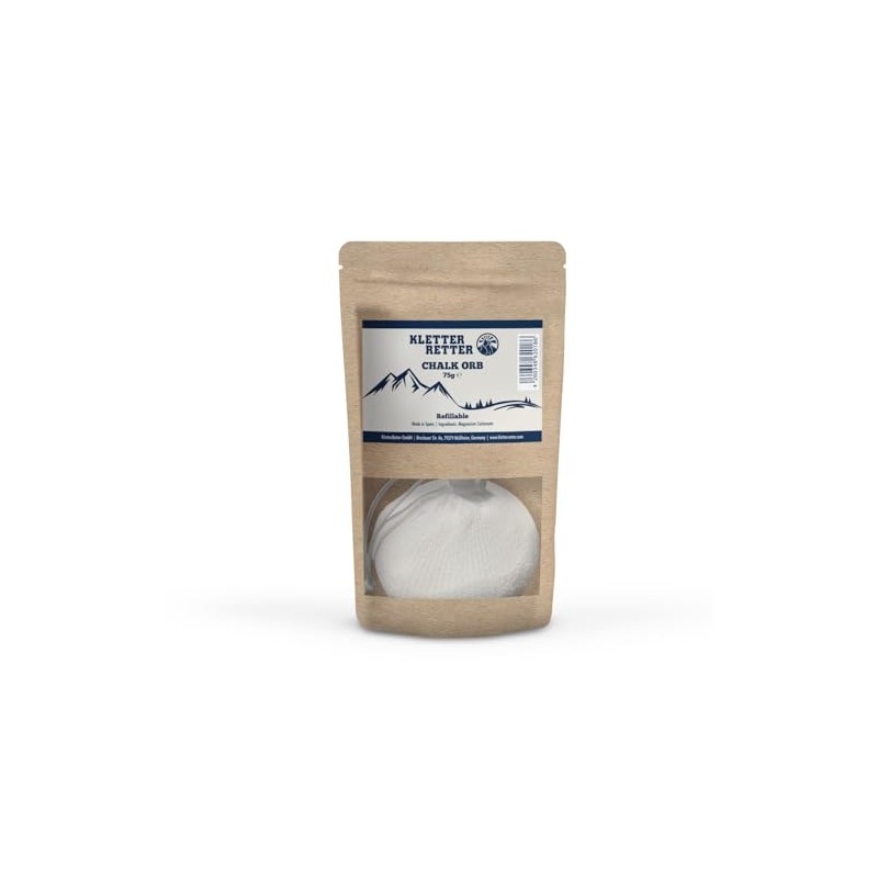 KletterRetter 75 g Refillable Chalk Ball for Climbers and Boulderers