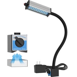 Magnetic Work Light, Led Machine Light, 44 LEDs Waterproof Magnetic Work Light with 19 inch Electroplated Gooseneck IP66 Waterproof 800 Lumen 120 Volt for Lathe Machine Tools Workbench