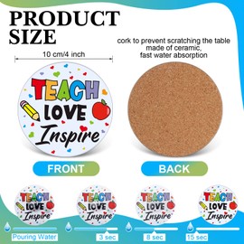 Sumind 16 Pcs Teacher Appreciation Gifts Thank You Cups Mats Graduations Ceramic Coasters Gifts for Teacher for Home