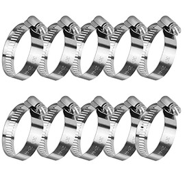 oumuik Jubilee Clip-Hose Clamps Adjustable Stainless Steel Hose Clamps Worm Drive Hoses Hose Clamps, Pack of 10 (21-44mm)